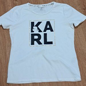 Karl Lagerfeld Men's White Short Sleeve Tee Shirt Medium